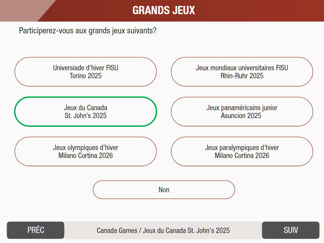 City selection screen French language